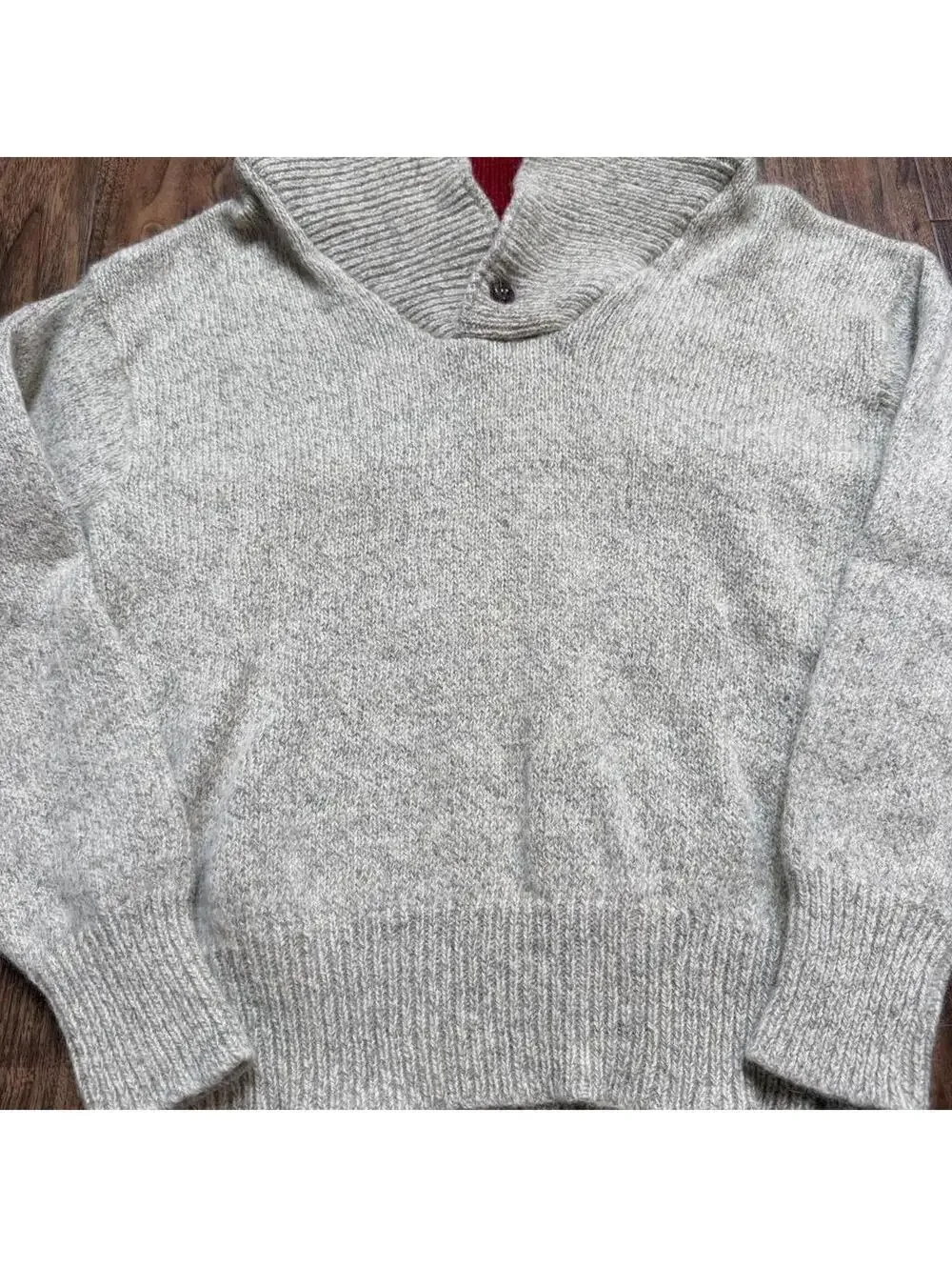 Vintage 80s 90s Eddie Bauer Ragg Wool Chunky Shawl Neck Sweater Size XL